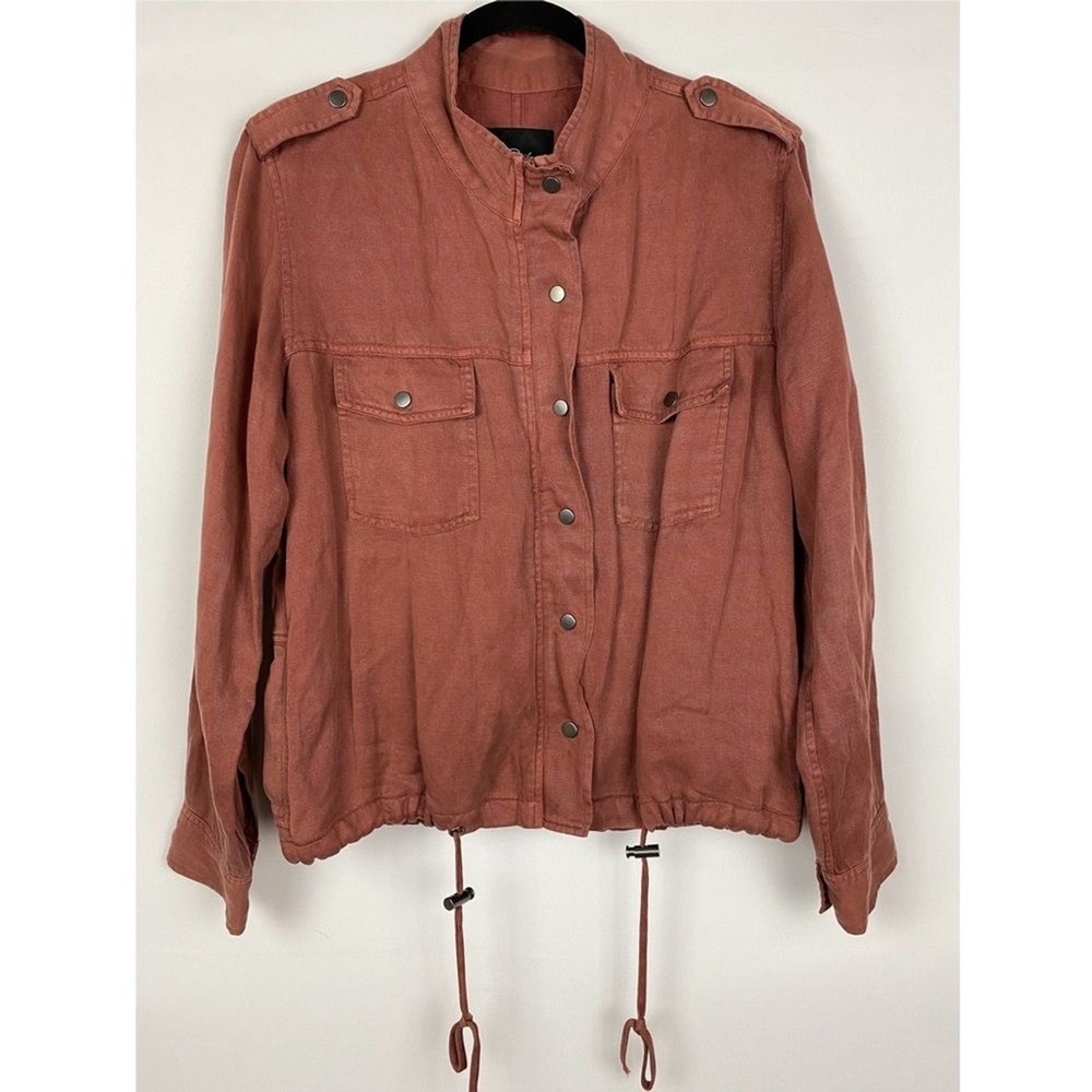 Rails Womens Collins Linen Blend Moto Jacket M Burgundy Moto Boho Guinevere Beck - Picture 3 of 10